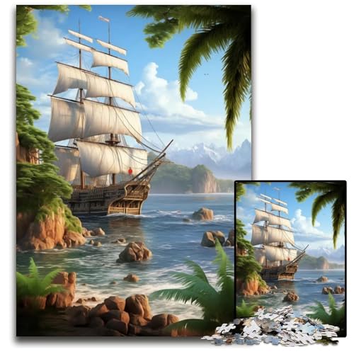 Antikes Schiffspuzzle für Erwachsene 1000 Teile anspruchsvolle Puzzles Familienspielabend Spaß DIY dekorative Kunstwerke 1000 Teile (38 x 26 cm) von ZZQWIPEIS