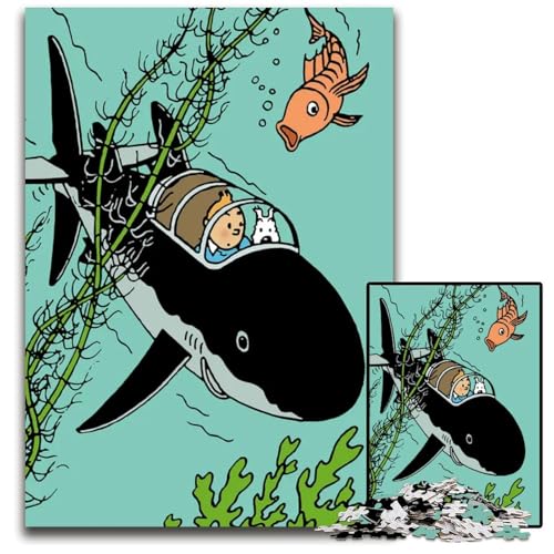 EIN Tim und Struppi-Abenteuer-Puzzle mit 1000 Teilen anspruchsvolle Puzzles kreatives Familienspiel und Heimdekoration Teenager 1000 Teile (75 x 50 cm) von ZZQWIPEIS