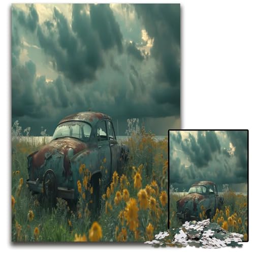 EIN postapokalyptisches Auto-Puzzle für Erwachsene 1000-teiliges Puzzle für Erwachsene Denksportaufgabe und Heimdekoration 1000 Teile (38 x 26 cm) von ZZQWIPEIS