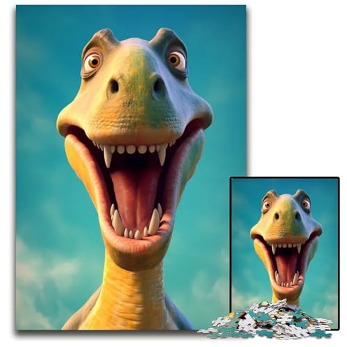 EIN verspielter Dinosaurierfreund 1000-teiliges Puzzle Papierpuzzle anspruchsvolles Denkspiel für Teenager Spaß am Familienspielabend 1000 Teile (38 x 26 cm) von ZZQWIPEIS