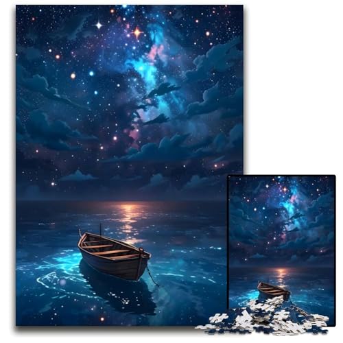 Eine stille Reise unter der Sternennacht Puzzle 1000 Teile für Erwachsene schwierige Puzzles für Erwachsene DIY-Kunstdekor 1000 Teile (38 x 26 cm) von ZZQWIPEIS