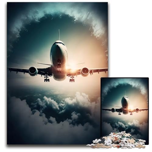 Flugzeug-Puzzle für Erwachsene 1000 Teile Holzpuzzle anspruchsvolles Denkspiel für Teenager unterhaltsames interaktives Spiel für die ganze Familie 1000 Teile (75 x 50 cm) von ZZQWIPEIS