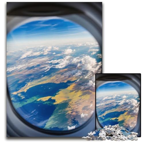Flugzeugfensteransicht 1000-teiliges Puzzle für Erwachsene anspruchsvolles DIY-Denkspiel perfektes Familienspiel oder dekoratives Geschenk 1000 Teile (75 x 50 cm) von ZZQWIPEIS