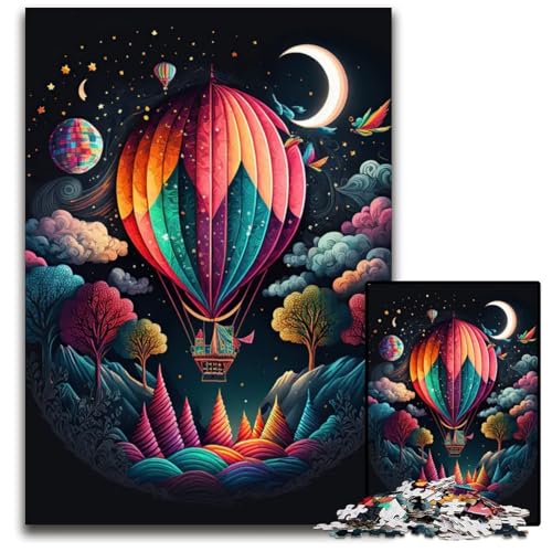 Luftballon-Puzzle 1000 Teile Geschenke Holzpuzzle für Erwachsene für Teenager Familienspieleabend Gehirnfordernde Geschenkidee 1000 Teile (75 x 50 cm) von ZZQWIPEIS