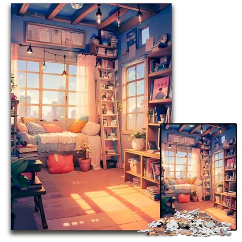 Nachmittagszimmer-Puzzle 1000 Teile für Erwachsene Holzpuzzle DIY-Dekoration Gehirn-Herausforderung für Erwachsene Familienurlaubsgeschenk 1000 PCS (75 x 50 cm) von ZZQWIPEIS
