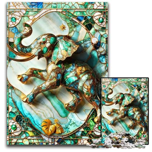 Puzzle 1000 Teile Abstrakter Elefant Kintsugi Holzpuzzle anspruchsvolles DIY-Denkspiel perfektes Familienspiel oder dekoratives Geschenk 1000 Teile (75 x 50 cm) von ZZQWIPEIS