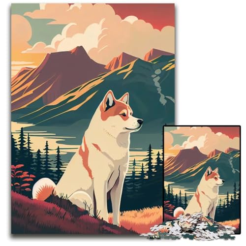 Puzzle 1000 Teile Akita Inu in der Natur Holzpuzzle anspruchsvolles DIY-Denkspiel perfektes Familienspiel oder dekoratives Geschenk 1000 Teile (75 x 50 cm) von ZZQWIPEIS