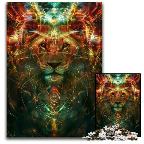 Puzzle 1000 Teile Antikes Löwenritual Holzpuzzle anspruchsvolles DIY-Denkspiel perfektes Familienspiel oder dekoratives Geschenk 1000 Teile (75 x 50 cm) von ZZQWIPEIS