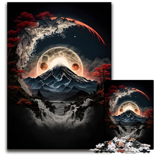 Puzzle 1000 Teile Erstaunliches Mondlicht Holzpuzzle anspruchsvolles DIY-Denkspiel perfektes Familienspiel oder dekoratives Geschenk 1000 Teile (75 x 50 cm) von ZZQWIPEIS