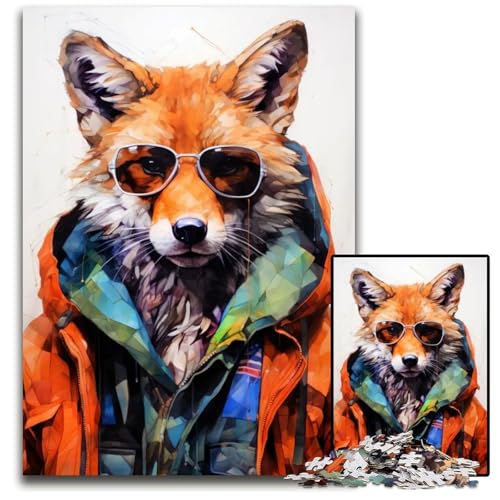Puzzle 1000 Teile Tier-Fuchs Holzpuzzle anspruchsvolles DIY-Denkspiel perfektes Familienspiel oder dekoratives Geschenk 1000 Teile (75 x 50 cm) von ZZQWIPEIS