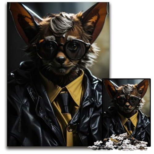 Puzzle 1000 Teile für Erwachsene Agent Bat lustiges Tier Holzpuzzle für Erwachsene interaktives Familienspiel Gehirn-Herausforderung Lernspielzeug 1000 Teile (75 x 50 cm) von ZZQWIPEIS