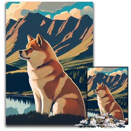Puzzle 1000 Teile für Erwachsene Akita Inu in der Natur Holzpuzzle für Erwachsene interaktives Familienspiel Gehirn-Herausforderung Lernspielzeug 1000 Teile (75 x 50 cm) von ZZQWIPEIS