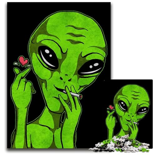 Puzzle 1000 Teile für Erwachsene Alien Finger Heart Kpop Holzpuzzle für Erwachsene interaktives Familienspiel Gehirn-Herausforderung Lernspielzeug 1000 Teile (75 x 50 cm) von ZZQWIPEIS