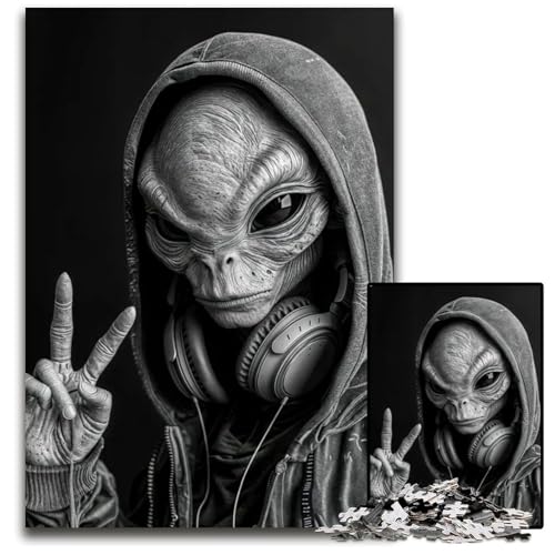 Puzzle 1000 Teile für Erwachsene Alien Peace Papierpuzzle für Erwachsene interaktives Familienspiel Gehirn-Herausforderung Lernspielzeug 1000 Teile (38 x 26 cm) von ZZQWIPEIS
