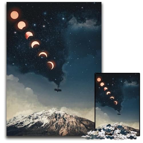 Puzzle 1000 Teile für Erwachsene Flugzeug Monde Rauch Holzpuzzle für Erwachsene interaktives Familienspiel Gehirn-Herausforderung Lernspielzeug 1000 Teile (75 x 50 cm) von ZZQWIPEIS