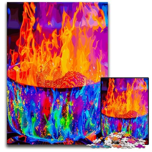 Puzzle 1000 Teile für Erwachsene abstraktes Feuer anspruchsvolle Puzzles perfekt für Halloween Weihnachten Geburtstagsgeschenk 1000 PCS (38 x 26 cm) von ZZQWIPEIS