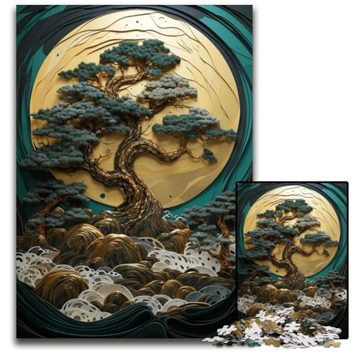 Puzzle für Erwachsene 1000 Teile Abstrakter Bonsai-Baum Holzpuzzle perfekt für Familienspaß Partyspiele Geburtstagspartygeschenke 1000 Teile (75 x 50 cm) von ZZQWIPEIS