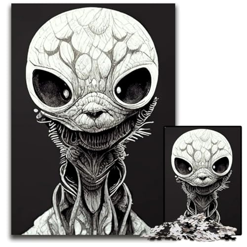 Puzzle für Erwachsene 1000 Teile Alien-Kopfschuss schwierige Puzzles für Erwachsene DIY-Heimdekoration Geschenk Denksportspiel 1000 Teile (75 x 50 cm) von ZZQWIPEIS