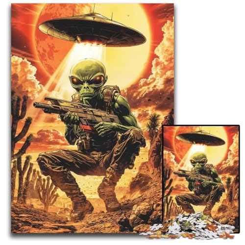 Puzzle für Erwachsene 1000 Teile Außerirdischer Soldat in der Wüste schwierige Puzzles für Erwachsene anspruchsvolles DIY-Denkspiel für Teenager 1000 Teile (75 x 50 cm) von ZZQWIPEIS