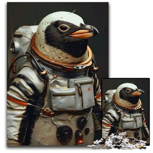 Puzzle für Erwachsene 1000 Teile Bezauberndes Pinguin-Astronauten-Puzzle für Erwachsene kreatives Familienspiel und Heimdekoration Teenager 1000 Teile (75 x 50 cm) von ZZQWIPEIS