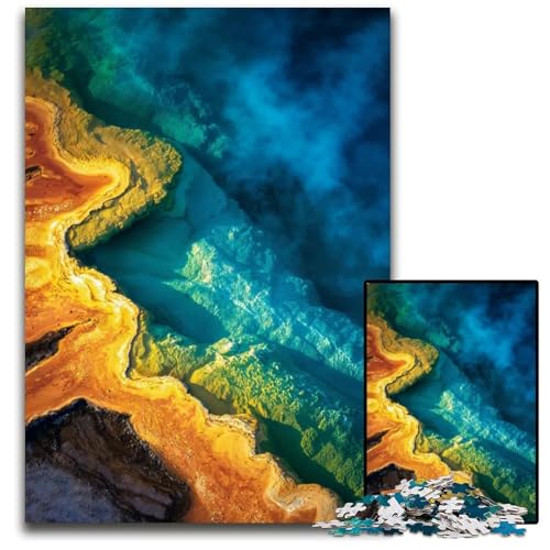 Puzzle für Erwachsene 1000 Teile Luftaufnahme von Thermalbecken schwierige Puzzles für Erwachsene anspruchsvolles DIY-Denkspiel für Teenager 1000 Teile (75 x 50 cm) von ZZQWIPEIS