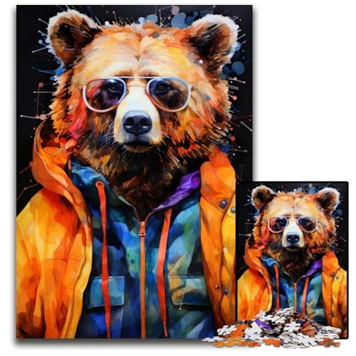 Puzzle für Erwachsene 1000 Teile Tierbär unmögliches Puzzle für Erwachsene Geburtstage und Feiertage 1000 Teile (75 x 50 cm) von ZZQWIPEIS