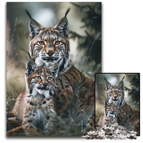 Puzzle für Erwachsene 1000 Teile Tierfamilie Holzpuzzle perfekt für Familienspaß Partyspiele Geburtstagspartygeschenke 1000 Teile (75 x 50 cm) von ZZQWIPEIS