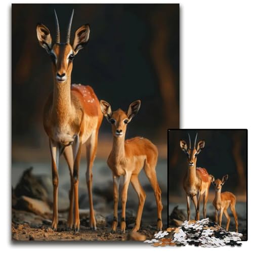 Puzzle für Erwachsene 1000 Teile Tierfamilie Holzpuzzle perfekt für Familienspaß Partyspiele Geburtstagspartygeschenke 1000 Teile (75 x 50 cm) von ZZQWIPEIS