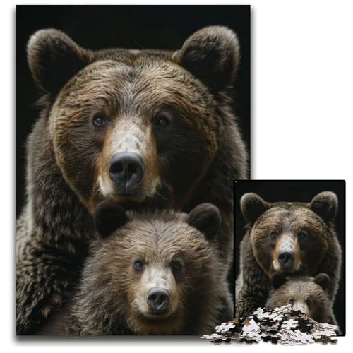 Puzzle für Erwachsene 1000 Teile Tierfamilie Holzpuzzle perfekt für Familienspaß Partyspiele Geburtstagspartygeschenke 1000 Teile (75 x 50 cm) von ZZQWIPEIS