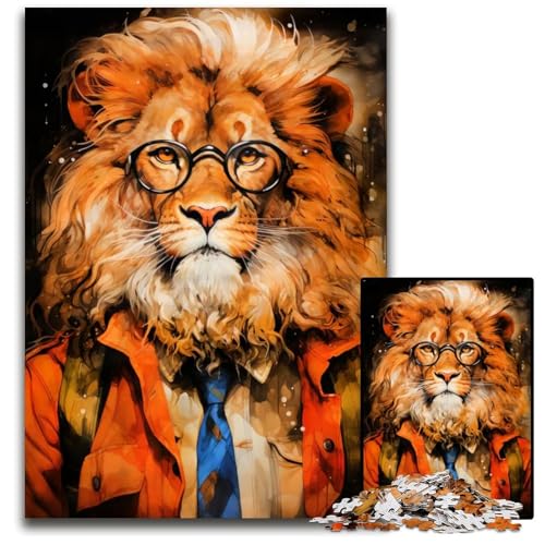Puzzle für Erwachsene 1000 Teile Tierlöwe Holzpuzzle perfekt für Familienspaß Partyspiele Geburtstagspartygeschenke 1000 Teile (75 x 50 cm) von ZZQWIPEIS