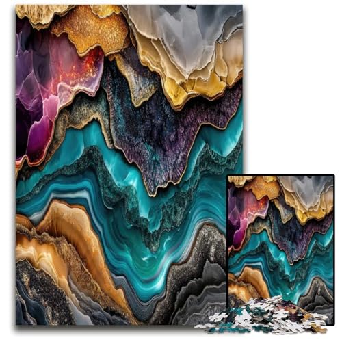 Puzzle für Erwachsene 1000 Teile abstrakte Achat-Geode schwierige Puzzles für Erwachsene anspruchsvolles DIY-Denkspiel für Teenager 1000 Teile (38 x 26 cm) von ZZQWIPEIS