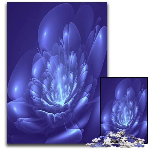 Puzzle für Erwachsene 1000 Teile abstrakte Blaue Blume schwierige Puzzles für Erwachsene DIY Heimdekoration Geschenk Denksportspiel 1000 Teile (38 x 26 cm) von ZZQWIPEIS