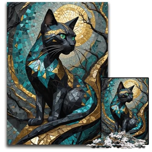 Puzzle für Erwachsene 1000 Teile abstrakte Katze Kintsugi unmögliches Puzzle für Erwachsene Geburtstage und Feiertage 1000 Teile (38 x 26 cm) von ZZQWIPEIS
