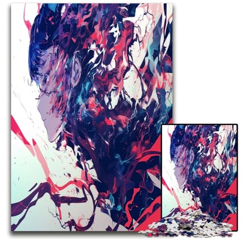 Puzzle für Erwachsene 1000 Teile abstraktes Anime-Porträt Holzpuzzle perfekt für Familienspaß Partyspiele Geburtstagspartygeschenke 1000 Teile (75 x 50 cm) von ZZQWIPEIS