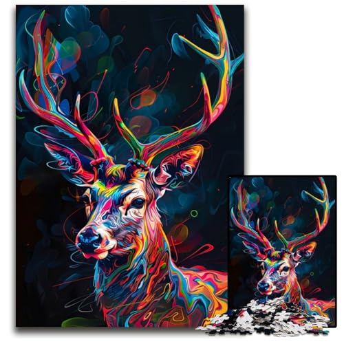Puzzle für Erwachsene 1000 Teile abstraktes Hirsch-Puzzle für Erwachsene Heimaktivität für Feiertage Geburtstage und Familienspieleabende 1000 Teile (38 x 26 cm) von ZZQWIPEIS