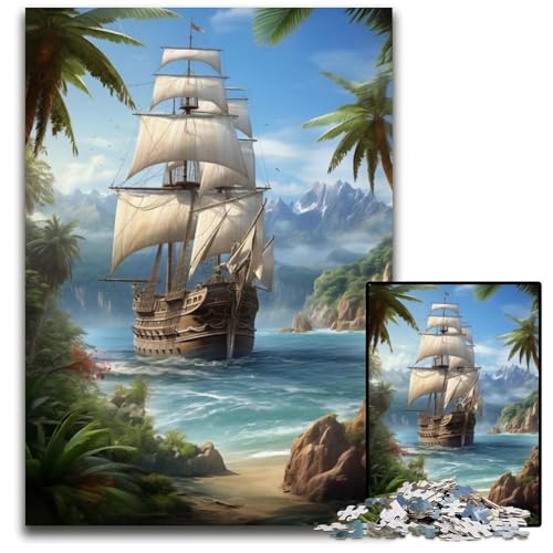 Puzzle für Erwachsene 1000 Teile antikes Schiff schwierige Puzzles für Erwachsene anspruchsvolles DIY-Denkspiel für Teenager 1000 Teile (75 x 50 cm) von ZZQWIPEIS