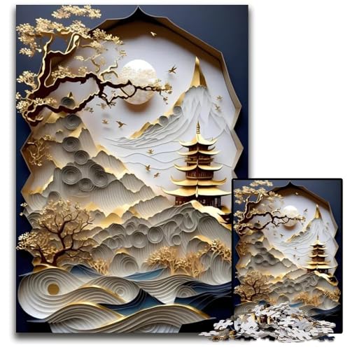 Puzzle mit 1000 Teilen Abstrakter Bonsai-Baum Papierpuzzle anspruchsvolles DIY-Denkspiel perfektes Familienspiel oder dekoratives Geschenk 1000 Teile (38 x 26 cm) von ZZQWIPEIS