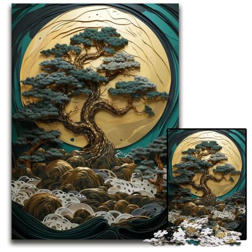 Puzzle mit 1000 Teilen Abstrakter Bonsai-Baum Papierpuzzle anspruchsvolles DIY-Denkspiel perfektes Familienspiel oder dekoratives Geschenk 1000 Teile (38 x 26 cm) von ZZQWIPEIS
