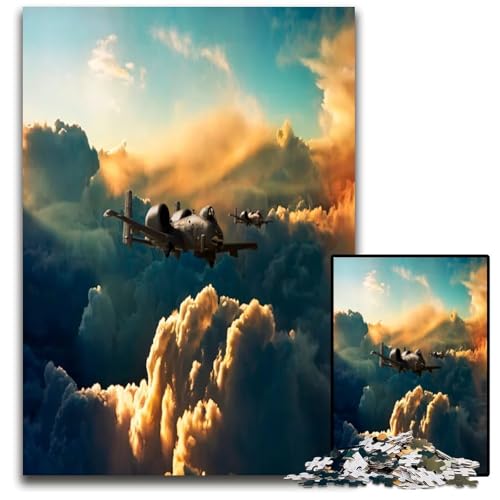 Puzzle mit 1000 Teilen EIN Paar USAF A Thunderbolt II-Puzzles aus Holz anspruchsvolles DIY-Denkspiel perfektes Familienspiel oder dekoratives Geschenk 1000 Teile (75 x 50 cm) von ZZQWIPEIS