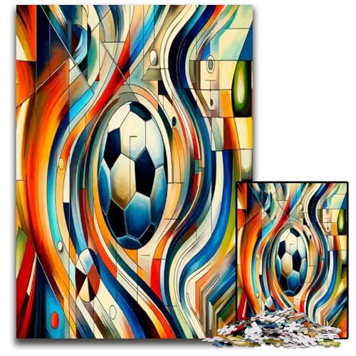 Puzzle mit 1000 Teilen abstraktes episches Fußball-Papierpuzzle anspruchsvolles DIY-Denkspiel perfektes Familienspiel oder dekoratives Geschenk 1000 Teile (38 x 26 cm) von ZZQWIPEIS