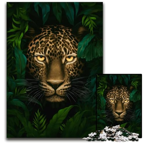 Puzzle mit 1000 Teilen afrikanischer Leopard im Dschungel Papierpuzzle anspruchsvolles DIY-Denkspiel perfektes Familienspiel oder dekoratives Geschenk 1000 Teile (38 x 26 cm) von ZZQWIPEIS