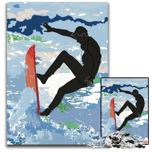 Puzzle mit 1000 Teilen für Erwachsene „EIN Surfer auf dem Meer Puzzle für Teenager und Jugendliche ideales Geburtstags 1000 Teile (75 x 50 cm) von ZZQWIPEIS