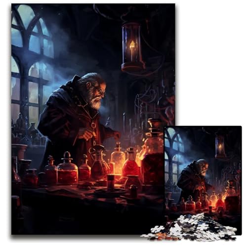 Puzzle mit 1000 Teilen für Erwachsene Alchemist anspruchsvolle Puzzles perfekt für Halloween Weihnachten Geburtstagsgeschenk 1000 Teile (75 x 50 cm) von ZZQWIPEIS