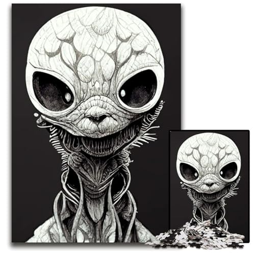 Puzzle mit 1000 Teilen für Erwachsene Alien-Kopfschuss anspruchsvolle Puzzles perfekt für Halloween Weihnachten Geburtstagsgeschenk 1000 Teile (38 x 26 cm) von ZZQWIPEIS