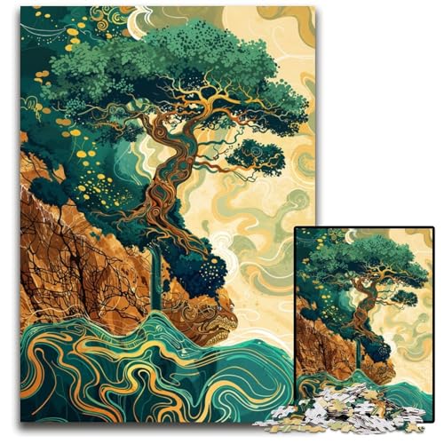 Puzzle mit 1000 Teilen für Erwachsene Alter Baum und wirbelndes Wasser Holzpuzzle Denksportaufgabe und Heimdekoration 1000 Teile (75 x 50 cm) von ZZQWIPEIS