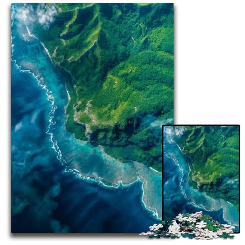 Puzzle mit 1000 Teilen für Erwachsene Luftaufnahme der üppigen Insel anspruchsvolle Puzzles perfekt als Halloween-Weihnachts- und Geburtstagsgeschenk 1000 Teile (75 x 50 cm) von ZZQWIPEIS