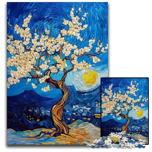 Puzzle mit 1000 Teilen für Erwachsene Mandelblüten-Malerei Puzzle für Teenager und Jugendliche ideales Geburtstags 1000 Teile (38 x 26 cm) von ZZQWIPEIS