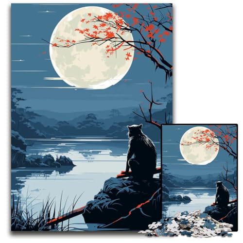 Puzzle mit 1000 Teilen für Erwachsene Tier-Japan-Vibes anspruchsvolle Puzzles perfekt für Halloween Weihnachten Geburtstagsgeschenk 1000 Teile (38 x 26 cm) von ZZQWIPEIS