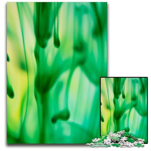 Puzzle mit 1000 Teilen für Erwachsene abstrakte Farbe Tintengrün Holzpuzzle Denksportaufgabe und Heimdekoration 1000 Teile (75 x 50 cm) von ZZQWIPEIS