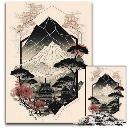Puzzle mit 1000 Teilen für Erwachsene ästhetische japanische Natur anspruchsvolle Puzzles perfekt für Halloween Weihnachten Geburtstagsgeschenk 1000 PCS (75 x 50 cm) von ZZQWIPEIS